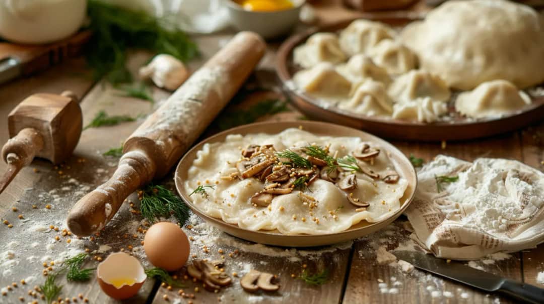 Pierogi z kaszą gryczaną i pieczarkami - kwestia smaku - przepis