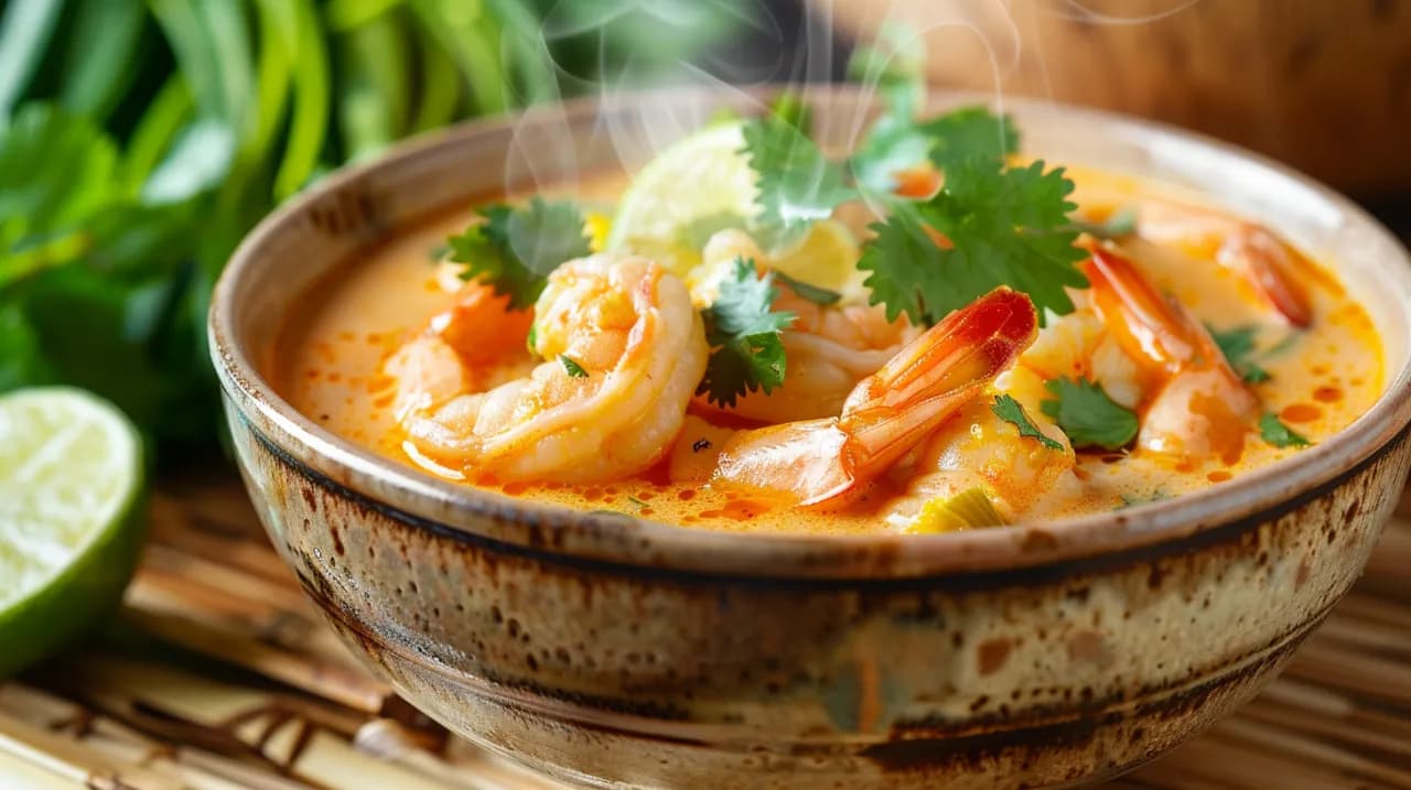 Egzotyczne smaki: zupa tajska z krewetkami i mlekiem kokosowym - przepis
