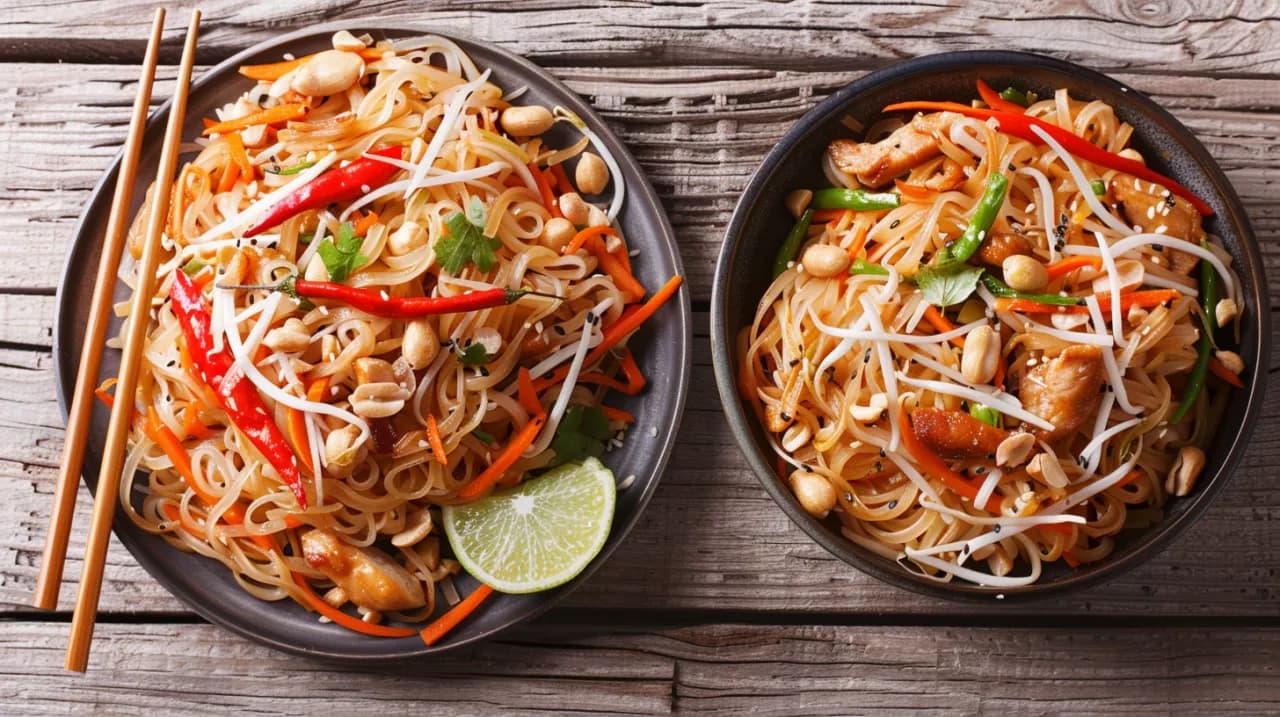 Pad Thai z kurczakiem - tajski makaron z warzywami - przepis