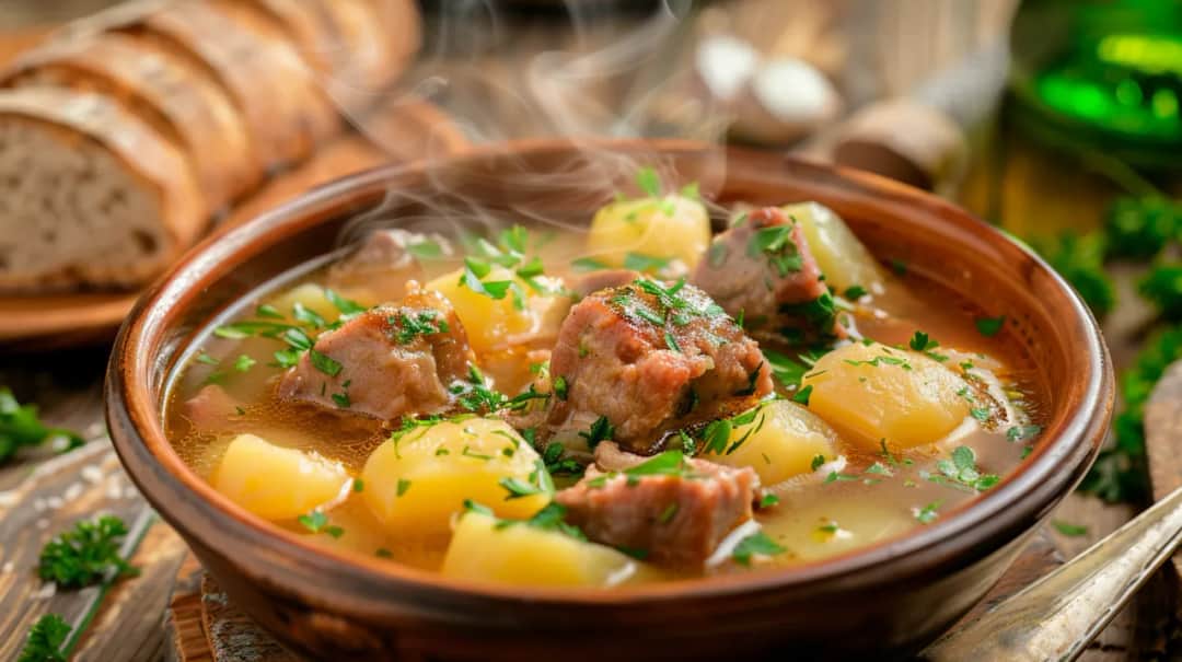 Rosół z warzywami, ziemniakami i kiełbasą - danie jednogarnkowe