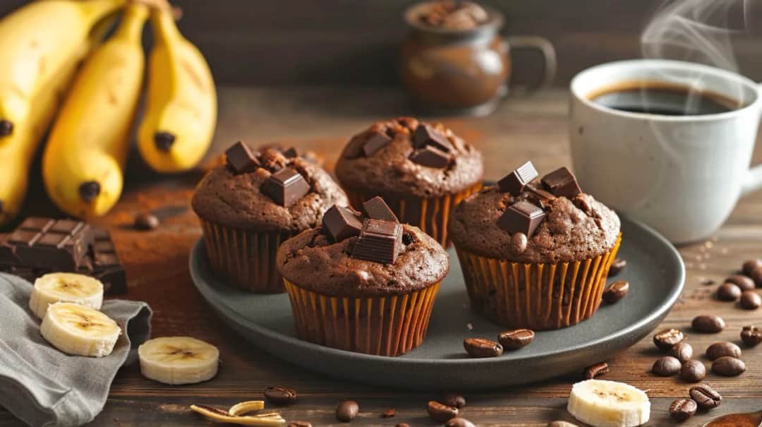 Muffiny z owocami i kakao: muffinki bananowo-czekoladowe - przepis