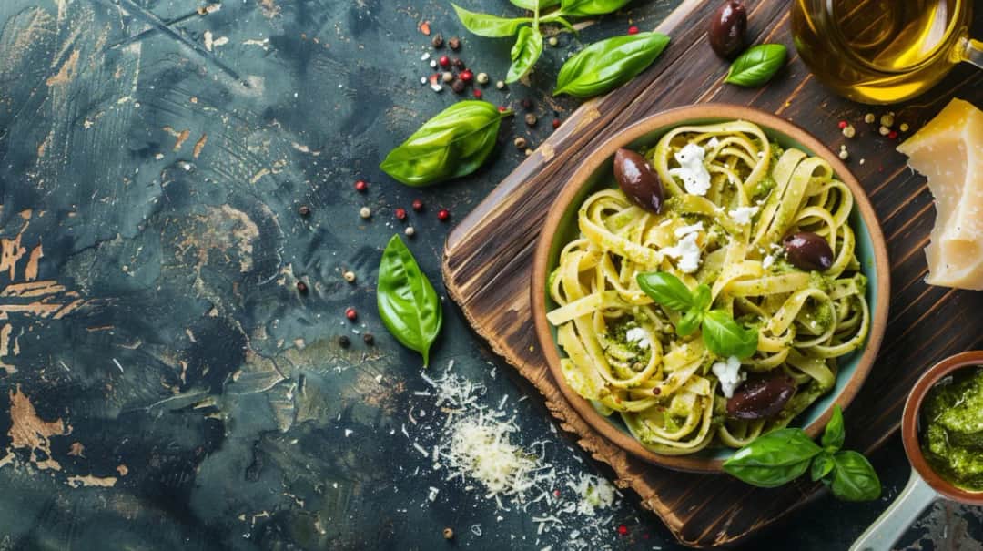 Smaki Grecji: makaron z pesto, fetą i oliwkami - przepis