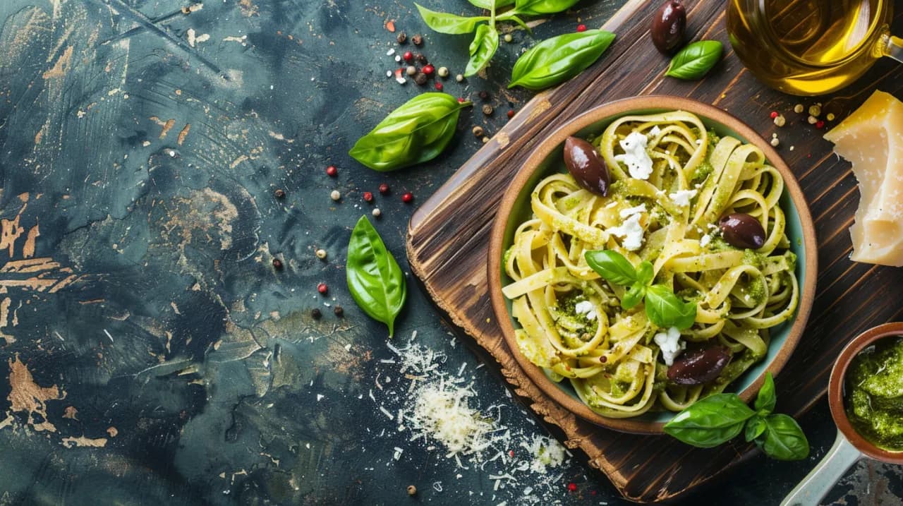 Smaki Grecji: makaron z pesto, fetą i oliwkami - przepis
