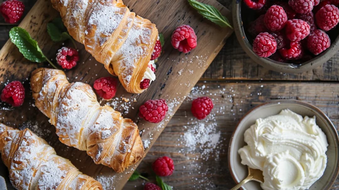 Kruche rogaliki lub rolada z kremem mascarpone - słodkie przysmaki