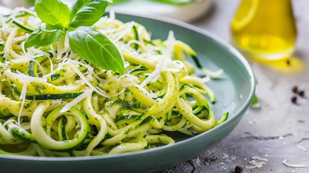Makaron z cukinią i sosem pesto lub serowym - przepis